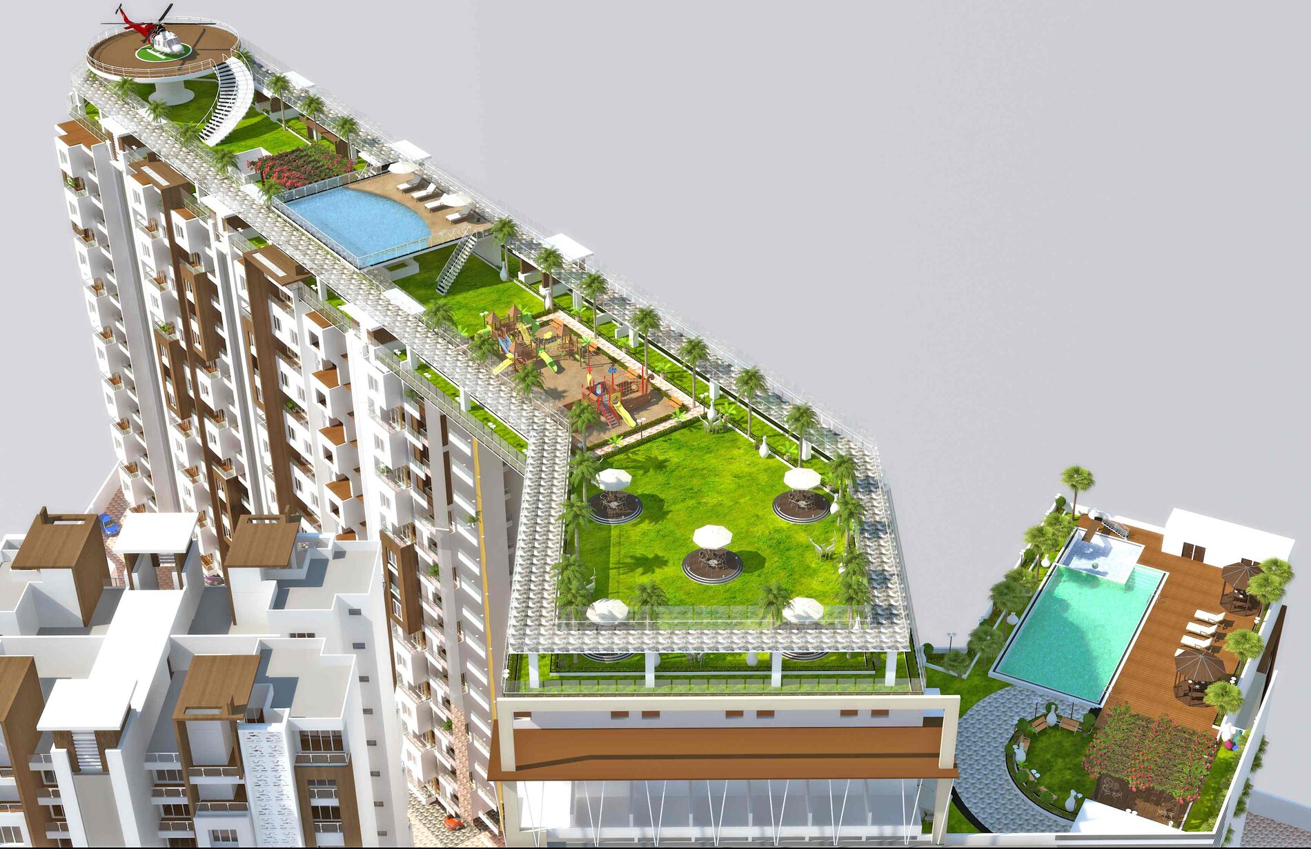 Rendering of the rooftop sky lounge at Vision Jabalpur